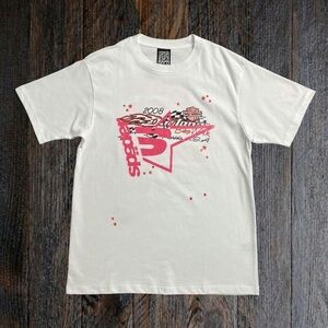 White Graphic Tee with Red Accents